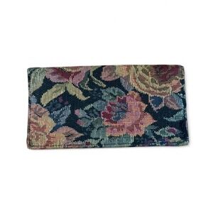 Vintage Floral tapestry checkbook wallet with boho vibe cottagecore grandmacore